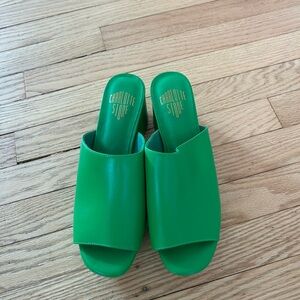 NWOT Charlotte Stone Vibrant Green Mules